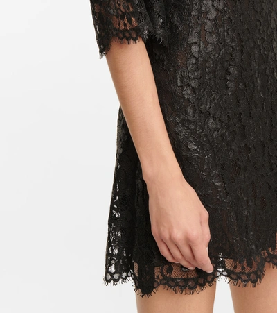 Shop Dolce & Gabbana Laminated Lace Minidress In Black