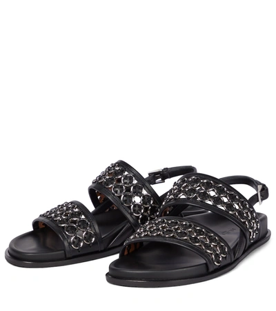 Shop Alaïa Embellished Leather Sandals In Black