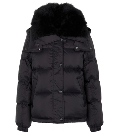 Shop Yves Salomon Army Shearling-trimmed Down Jacket In Black