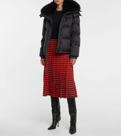 Shop Yves Salomon Army Shearling-trimmed Down Jacket In Black