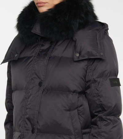 Shop Yves Salomon Army Shearling-trimmed Down Jacket In Black