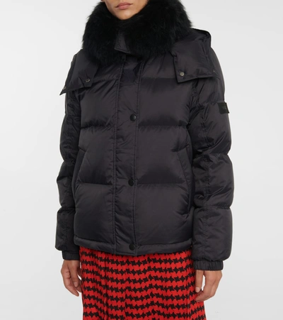 Shop Yves Salomon Army Shearling-trimmed Down Jacket In Black