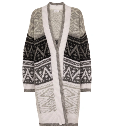 Shop Brunello Cucinelli Patterned Intarsia Knit Cardigan In White
