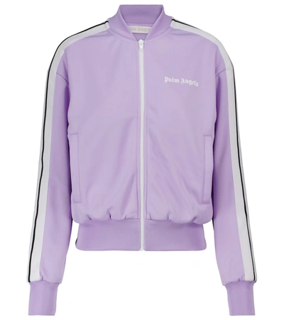 Shop Palm Angels Logo Zipped Track Jacket In Purple