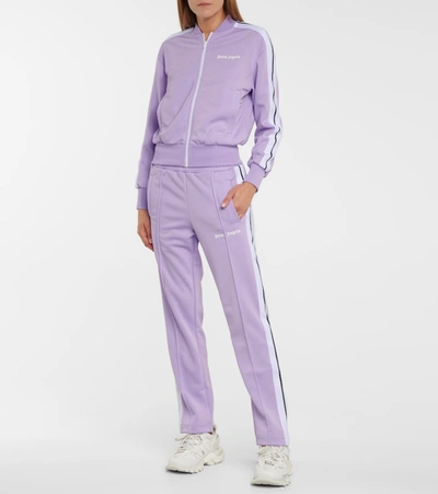 Shop Palm Angels Logo Zipped Track Jacket In Purple