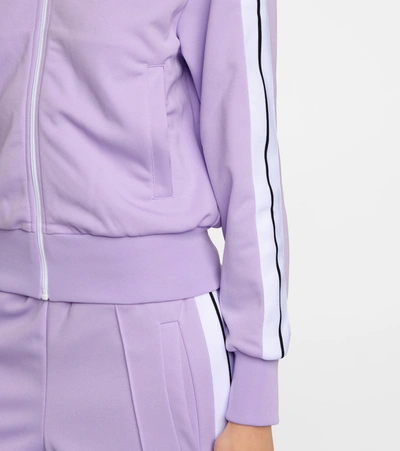 Shop Palm Angels Logo Zipped Track Jacket In Purple