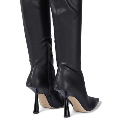 Shop Jimmy Choo Bryson 100 Faux Leather Over-the-knee Boots In Black