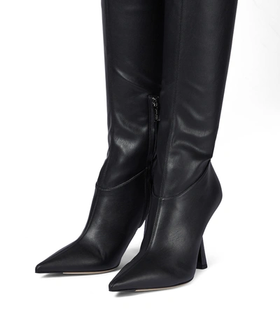 Shop Jimmy Choo Bryson 100 Faux Leather Over-the-knee Boots In Black