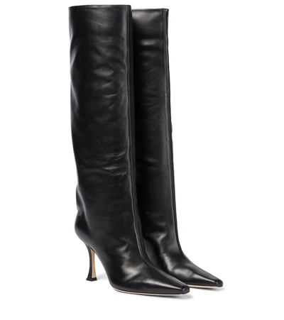 Shop Jimmy Choo Chad 90 Knee-high Leather Boots In Black
