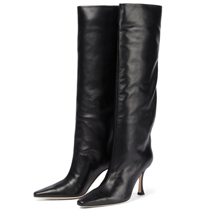 Shop Jimmy Choo Chad 90 Knee-high Leather Boots In Black