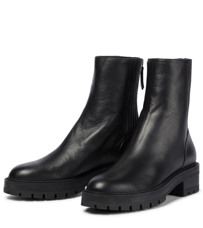 Shop Aquazzura Saint Honoré Leather Ankle Boots In Black