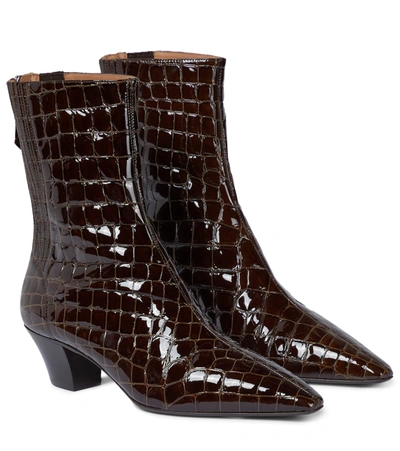 Shop Aquazzura Saint Honoré 45 Leather Ankle Boots In Brown