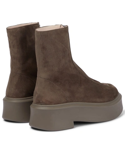 Shop The Row Zipped Boot 1 Suede Boots In Brown