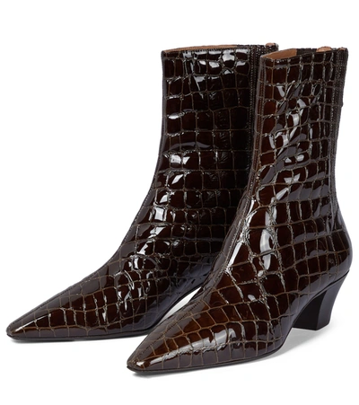 Shop Aquazzura Saint Honoré 45 Leather Ankle Boots In Brown
