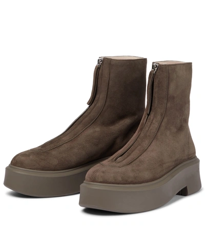 Shop The Row Zipped Boot 1 Suede Boots In Brown