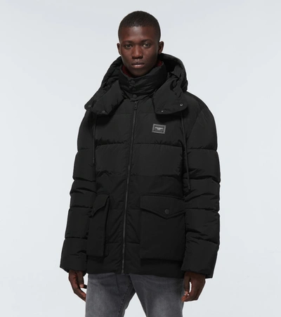 Shop Dolce & Gabbana Down-padded Hooded Jacket In Black