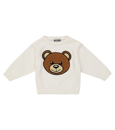 Shop Moschino Baby Logo Stretch-cotton Sweatshirt In White