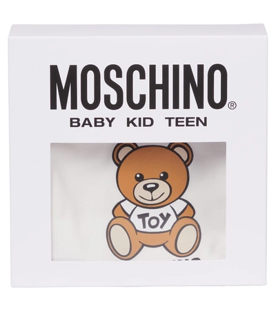 Shop Moschino Baby Stretch-cotton Logo Bib And Hat Set In White