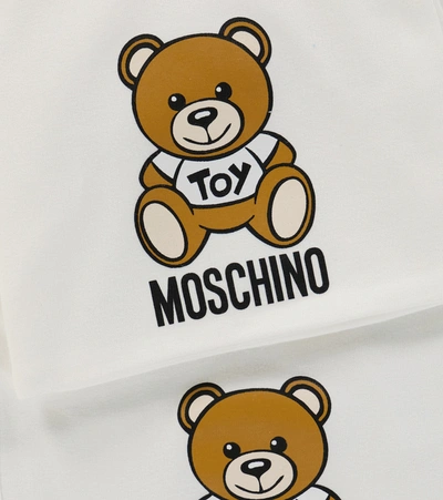 Shop Moschino Baby Stretch-cotton Logo Bib And Hat Set In White