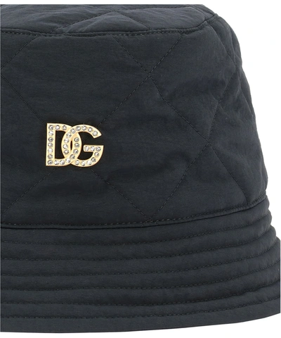 Shop Dolce & Gabbana "dg Crystal" Bucket Hat In Black  