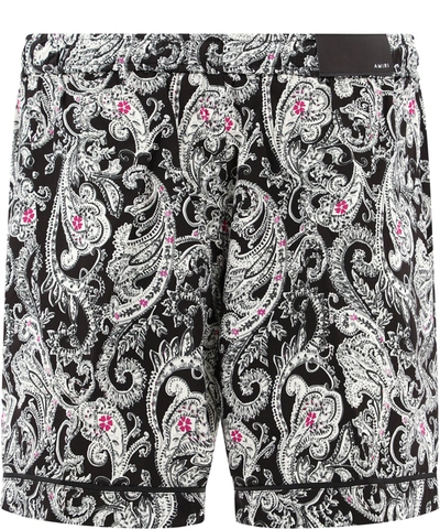 Shop Amiri "paisley" Shorts In Grey