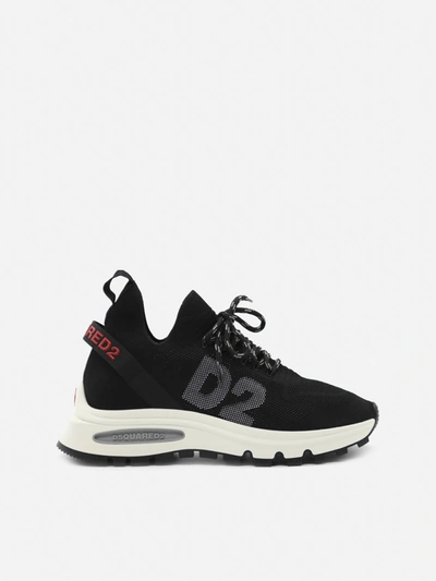 Shop Dsquared2 Speedster Sneakers In Technical Fabric With Canadian Leaf Detail In Black