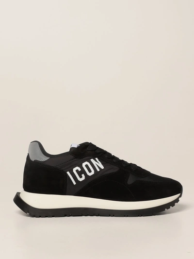 Shop Dsquared2 Sneakers  Running Sneakers In Suede And Nylon In Black