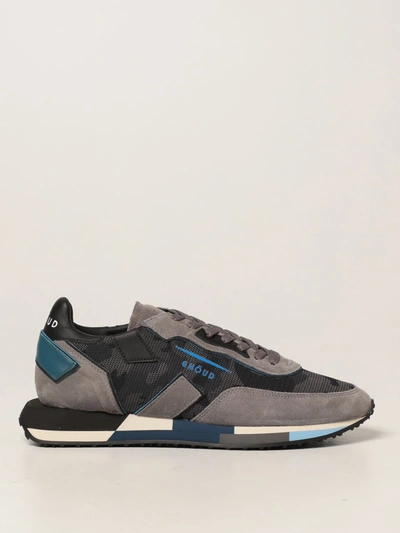 Shop Ghoud Sneakers Rush-m  Sneakers In Suede And Camouflage Mesh In Grey