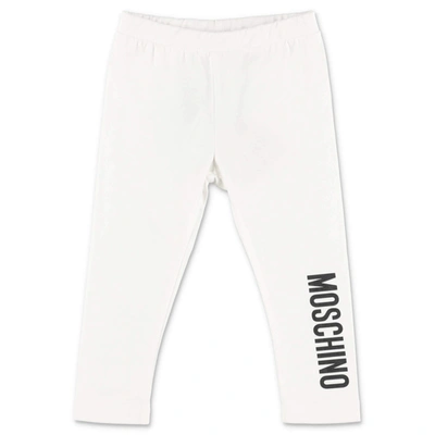 Shop Moschino Kids Logo Printed Leggings In White