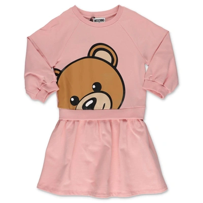 Shop Moschino Mosсhino Kids Teddy Bear Printed Sweatshirt Dress In Pink