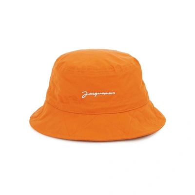 Shop Jacquemus Le Bobo Picchu Orange Cotton-blend Bucket Hat