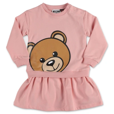 Shop Moschino Kids Teddy Bear Printed Sweatshirt Dress In Pink