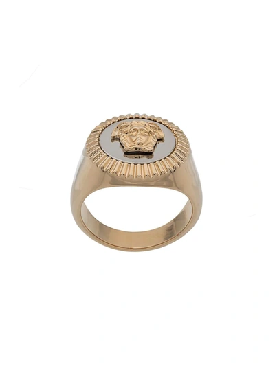 Shop Versace Medusa Charm Ring In Gold