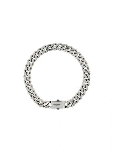 Shop Saint Laurent Curb Chain Necklace In Silver