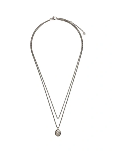 Shop Alexander Mcqueen Double Layer Chain Necklace In Silver