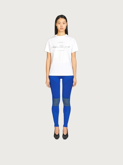 Shop Ferragamo Salvatore  Damen 1927 Signature T-shirt In White