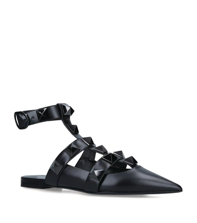 Shop Valentino Roman Stud Slippers In Black