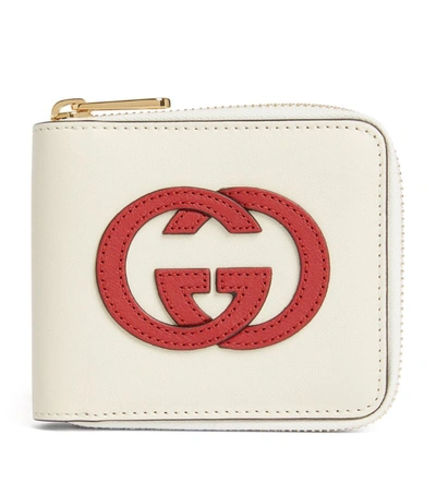 Shop Gucci Leather Zip Wallet In White