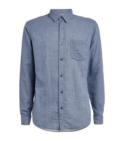 Shop Vince Cotton Shirt In Blue