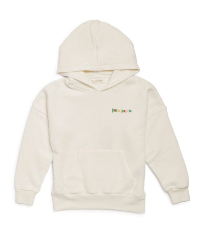 Shop Palm Angels Cotton Logo Hoodie (4-10 Years) In White