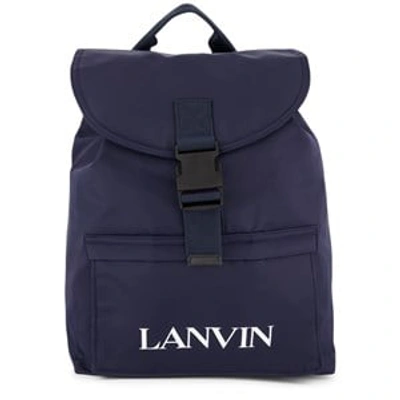 Shop Lanvin Navy Logo Backpack