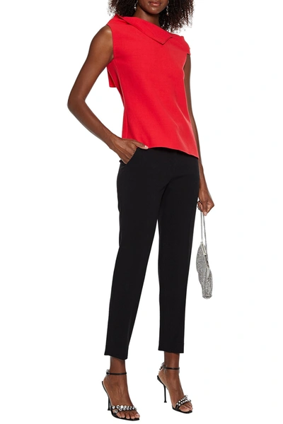 Shop Roland Mouret Raywell Wool-crepe Top In Tomato Red
