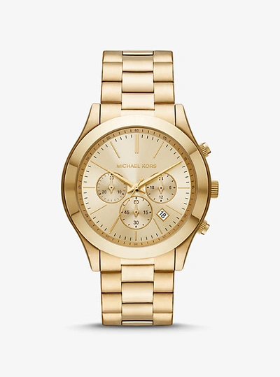 Shop Michael Kors Oversized Slim Runway Gold-tone Watch