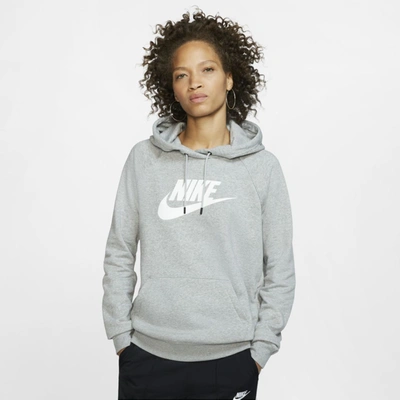 Shop Nike Women's  Sportswear Essential Fleece Pullover Hoodie In Grey