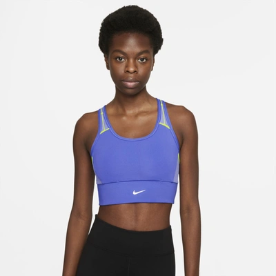 Nike Swoosh Icon Clash Women's Medium-support 1-piece Pad Pocket Sports Bra  In Sapphire,sapphire,lemon Venom,white | ModeSens
