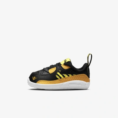Shop Nike Max 90 Se "lil Bugs" Baby Crib Bootie In Black,university Gold,white,opti Yellow