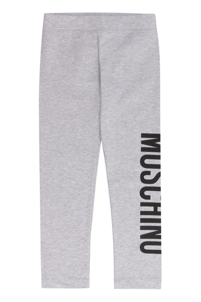 Shop Moschino Kids Logo Printed Leggings In Grey