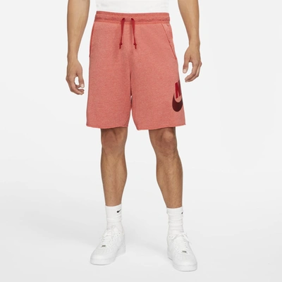 Shop Nike Men's  Sportswear Alumni French Terry Shorts In Lobster,heather,gym Red
