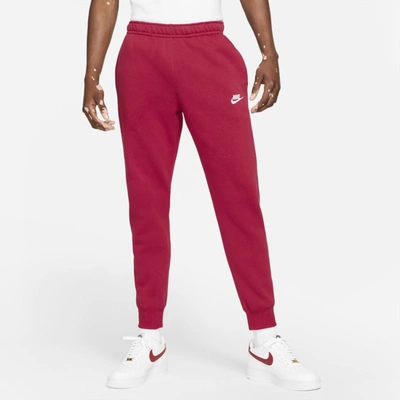 Shop Nike Sportswear Club Fleece Joggers In Pomegranate,pomegranate,white