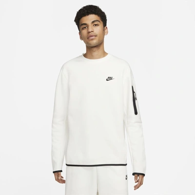 Shop Nike Sportswear Tech Fleece Men's Crew Sweatshirt In Sail,black